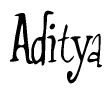 The image contains the word 'Aditya' written in a cursive, stylized font.