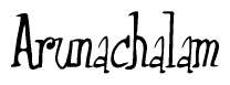 The image contains the word 'Arunachalam' written in a cursive, stylized font.