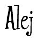 The image is of the word Alej stylized in a cursive script.