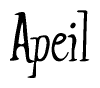 The image is of the word Apeil stylized in a cursive script.