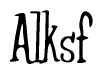 The image contains the word 'Alksf' written in a cursive, stylized font.