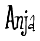 The image is of the word Anja stylized in a cursive script.