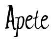 The image contains the word 'Apete' written in a cursive, stylized font.