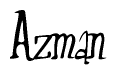 The image is of the word Azman stylized in a cursive script.