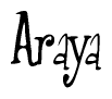 The image contains the word 'Araya' written in a cursive, stylized font.