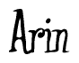 The image is a stylized text or script that reads 'Arin' in a cursive or calligraphic font.