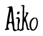 The image is a stylized text or script that reads 'Aiko' in a cursive or calligraphic font.