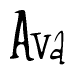 The image is of the word Ava stylized in a cursive script.