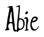 The image contains the word 'Abie' written in a cursive, stylized font.