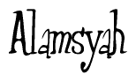 The image is a stylized text or script that reads 'Alamsyah' in a cursive or calligraphic font.