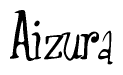 The image contains the word 'Aizura' written in a cursive, stylized font.