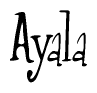 The image is of the word Ayala stylized in a cursive script.