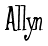 The image contains the word 'Allyn' written in a cursive, stylized font.