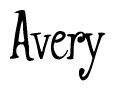 The image is a stylized text or script that reads 'Avery' in a cursive or calligraphic font.