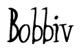 The image is of the word Bobbiv stylized in a cursive script.