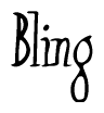 The image contains the word 'Bling' written in a cursive, stylized font.