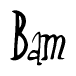 The image is of the word Bam stylized in a cursive script.