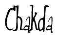 The image is a stylized text or script that reads 'Chakda' in a cursive or calligraphic font.