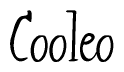 The image is a stylized text or script that reads 'Cooleo' in a cursive or calligraphic font.