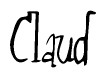 The image is a stylized text or script that reads 'Claud' in a cursive or calligraphic font.
