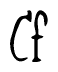 The image is a stylized text or script that reads 'Cf' in a cursive or calligraphic font.