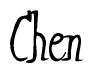 The image is a stylized text or script that reads 'Chen' in a cursive or calligraphic font.