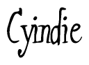 The image is a stylized text or script that reads 'Cyindie' in a cursive or calligraphic font.