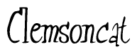 The image is of the word Clemsoncat stylized in a cursive script.