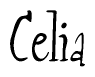 The image is of the word Celia stylized in a cursive script.