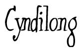 The image is of the word Cyndilong stylized in a cursive script.