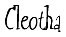 The image contains the word 'Cleotha' written in a cursive, stylized font.