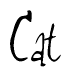 The image is of the word Cat stylized in a cursive script.