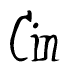 The image is a stylized text or script that reads 'Cin' in a cursive or calligraphic font.