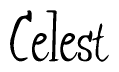 The image contains the word 'Celest' written in a cursive, stylized font.