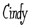 The image is a stylized text or script that reads 'Cindy' in a cursive or calligraphic font.