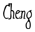 The image contains the word 'Cheng' written in a cursive, stylized font.