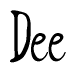 The image is a stylized text or script that reads 'Dee' in a cursive or calligraphic font.
