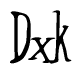 The image contains the word 'Dxk' written in a cursive, stylized font.