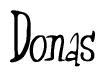 The image is of the word Donas stylized in a cursive script.