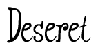The image is of the word Deseret stylized in a cursive script.