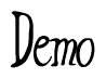 The image is of the word Demo stylized in a cursive script.