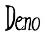 The image contains the word 'Deno' written in a cursive, stylized font.