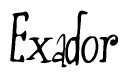 The image contains the word 'Exador' written in a cursive, stylized font.