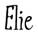 The image is a stylized text or script that reads 'Elie' in a cursive or calligraphic font.
