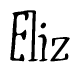 The image contains the word 'Eliz' written in a cursive, stylized font.
