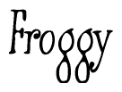 The image is of the word Froggy stylized in a cursive script.