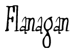 The image is a stylized text or script that reads 'Flanagan' in a cursive or calligraphic font.