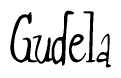 The image is a stylized text or script that reads 'Gudela' in a cursive or calligraphic font.