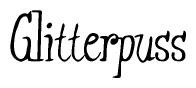 The image is of the word Glitterpuss stylized in a cursive script.
