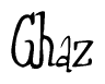 The image contains the word 'Ghaz' written in a cursive, stylized font.